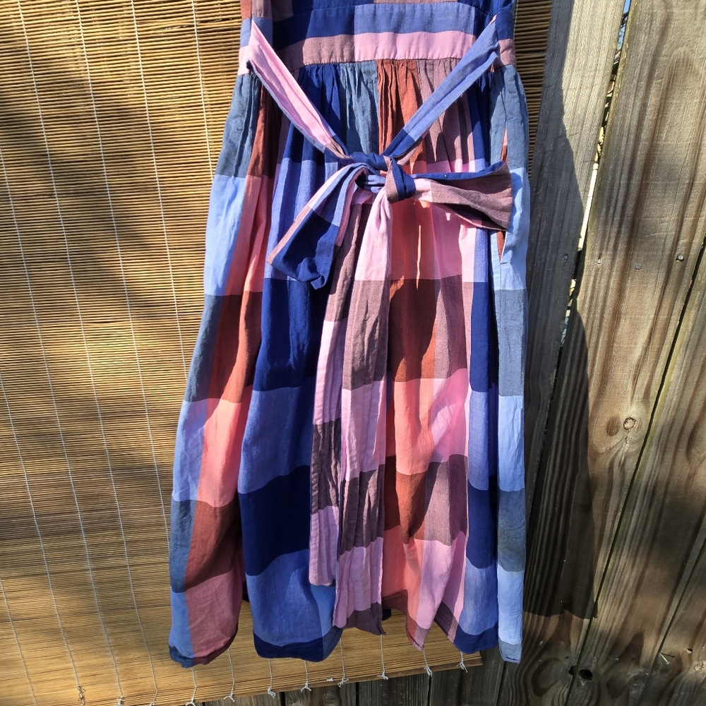 1901 Plaid Wrap Blanket Plaid Midi Dress Pink Blue Size 6 - Picture 15 of 16